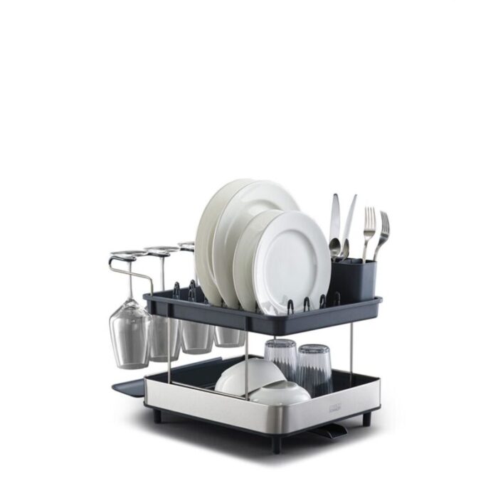 joseph joseph excel steel 2 tier dish rack grey 851647 240517110246